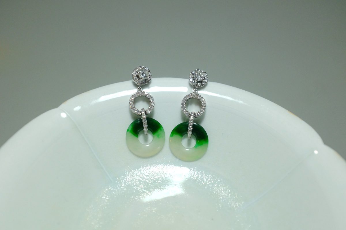 Small Jade Chandelier Earrings Diamond Modular 18k GEM GARDENER
