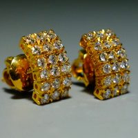 20k Antique Diamond Curved Stud Earrings Chinese