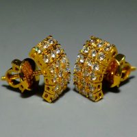 20k Antique Diamond Curved Stud Earrings Chinese