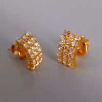 20k Antique Diamond Curved Stud Earrings Chinese