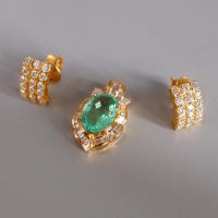 20k Antique Diamond Curved Stud Earrings Chinese
