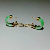 Gem Gardener, Antique jade hoop earrings gold, antique jade earrings gold, antique carved jade earrings, apple green jade earrings, jade earrings Singapore