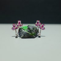 18k Natural Ruby Diamond Earrings