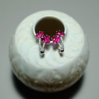 18k Natural Ruby Diamond Earrings