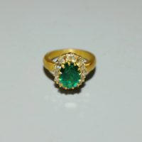 Gem Gardener, emerald halo diamond ring, antique emerald diamond ring, emerald ring singapore, emerald diamond ring vintage, emerald 22k gold ring