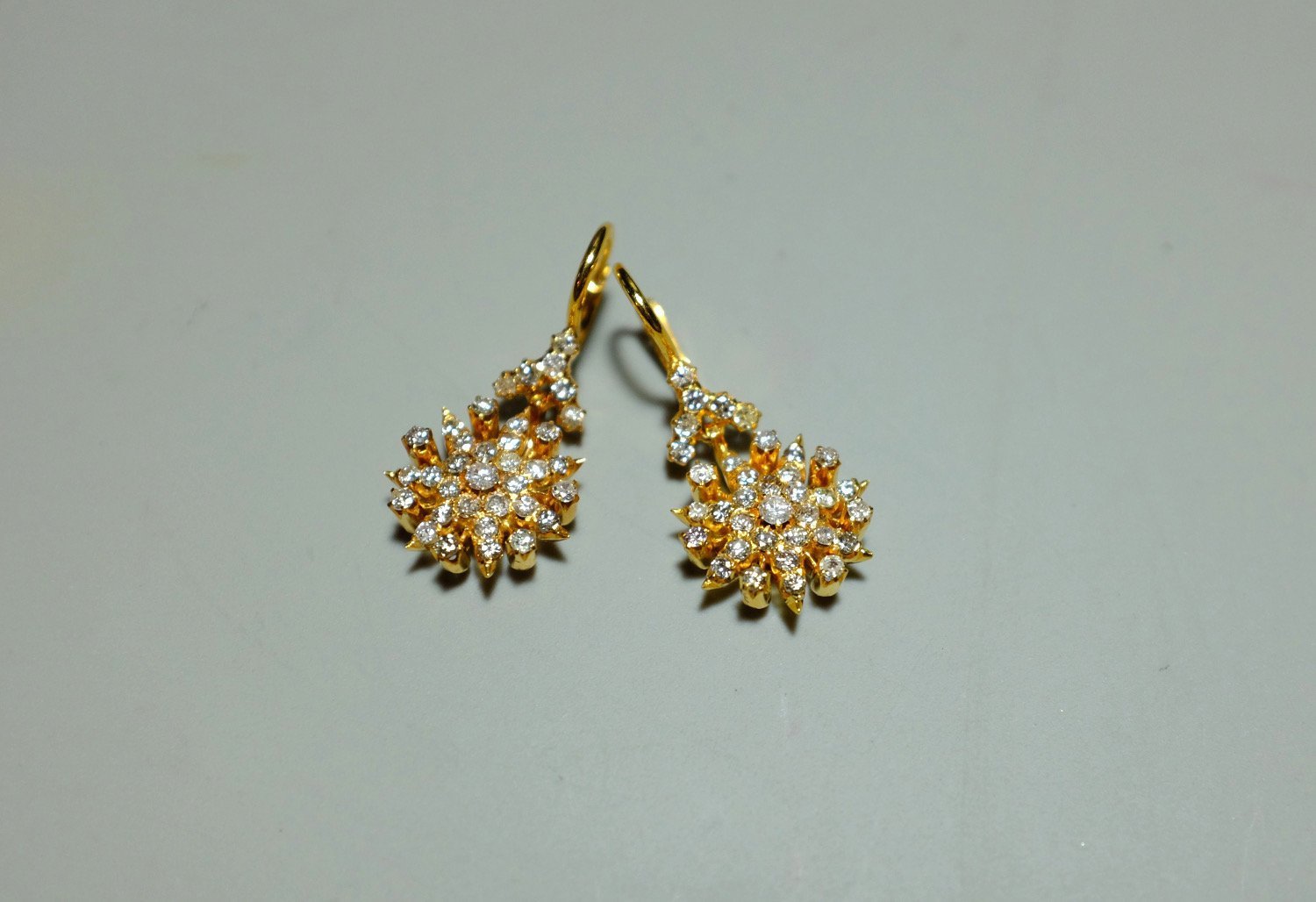 antique dormeuse earrings, diamond dormeuse earrings, diamond drop earrings antique, diamond drop earrings Singapore, diamond cluster drop earrings Singapore