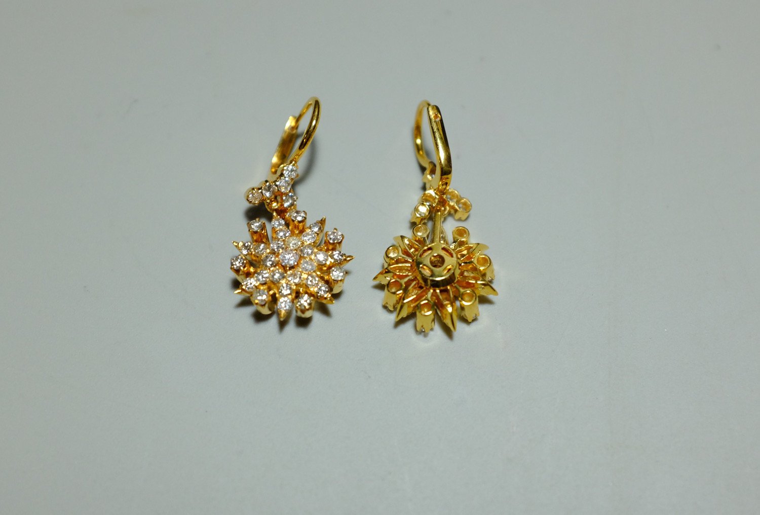 antique dormeuse earrings, diamond dormeuse earrings, diamond drop earrings antique, diamond drop earrings Singapore, diamond cluster drop earrings Singapore