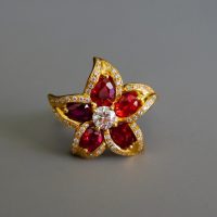 Gem Gardener, ruby diamond flower ring, ruby cocktail ring, ruby ring singapore, ruby jewelry singapore, ruby diamond ring gold, ruby statement rings