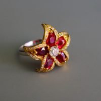Gem Gardener, ruby diamond flower ring, ruby cocktail ring, ruby ring singapore, ruby jewelry singapore, ruby diamond ring gold, ruby statement rings