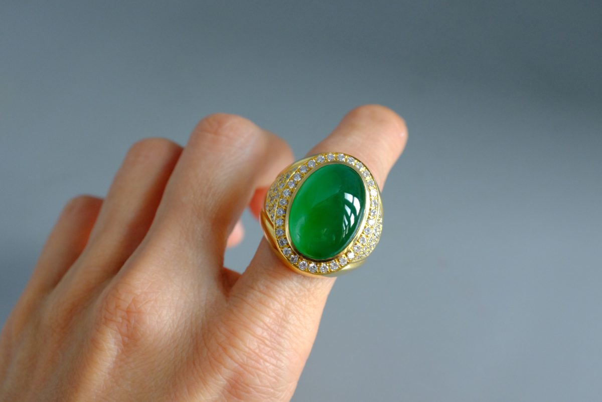 Translucent Jade Cabochon Ring, Power Ring GEM GARDENER