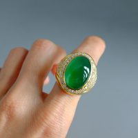 Gem Gardener, 18k Imperial Jade Cabochon Ring, imperial jade ring, cigar band ring mens, 18k gold jade mens ring, jade ring mens