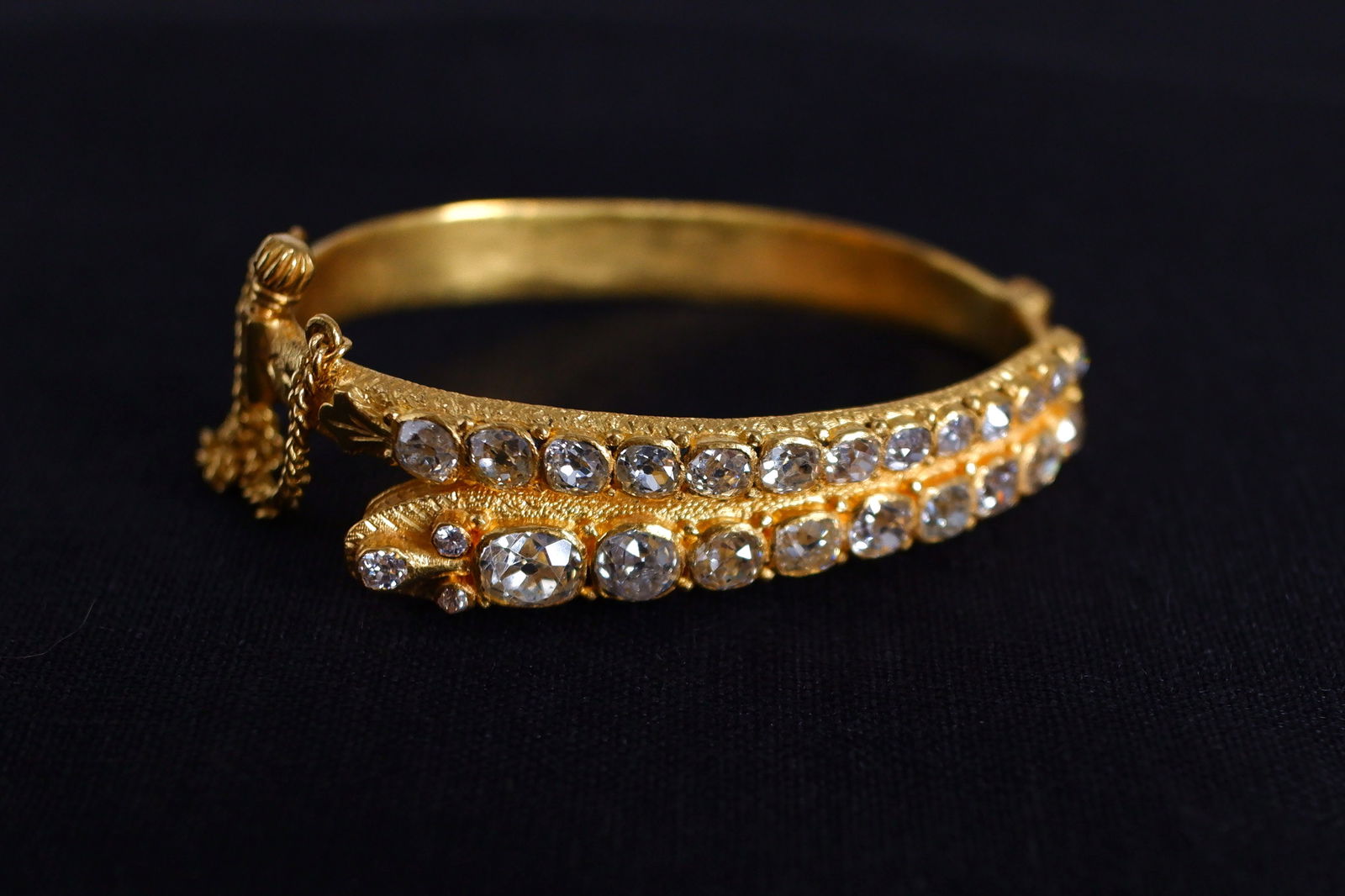 Gem Gardener, antique diamond bangle, 24k gold diamond bracelet, antique snake jewelry, 24k solid gold bangle bracelet, mine cut diamond jewelry, antique chinese jewelry, antique gold jewellery singapore, chinese jewellery singapore, antique chinese jewelry, antique jewelry singapore, buy peranakan jewelry singapore