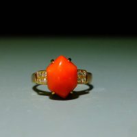 Hexagon Coral Ring Vintage 14k Rose Gold