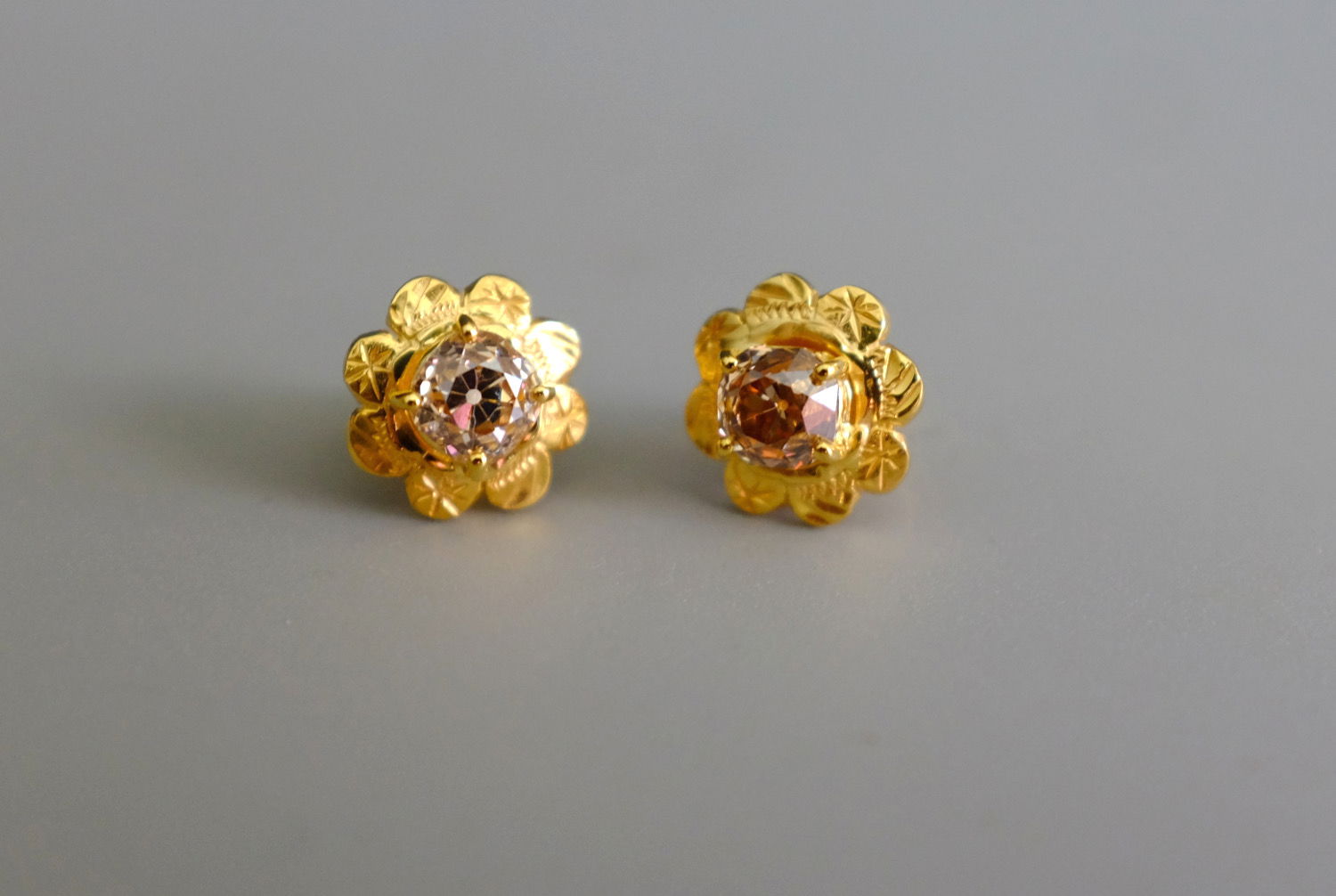 Gem Gardener, mine cut diamond earrings, old mine cut earrings, antique chinese earrings, antique diamond stud earrings, diamond studs singapore, diamond jewellery singapore, antique chinese jewellery