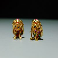 18k Multi Gem Earrings Indian Chinese Vintage