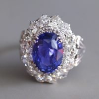 Antique Cornflower Blue Sapphire Diamond Ring Platinum