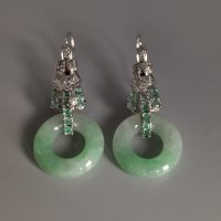 Gem Gardener, jade donut earrings, art deco jade earrings, art deco jade jewelry, jade platinum earrings, jade earrings singapore, art deco jade jewelry, antique jade jewellery, jade jewellery singapore