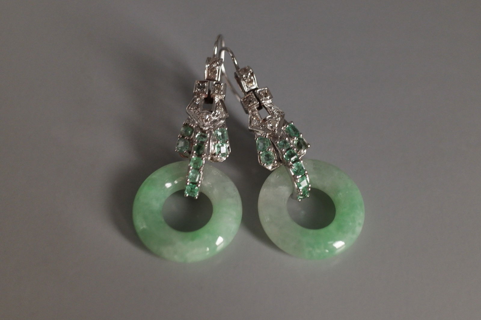 Gem Gardener, jade donut earrings, art deco jade earrings, art deco jade jewelry, jade platinum earrings, jade earrings singapore, art deco jade jewelry, antique jade jewellery, jade jewellery singapore