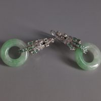 Gem Gardener, jade donut earrings, art deco jade earrings, art deco jade jewelry, jade platinum earrings, jade earrings singapore, art deco jade jewelry, antique jade jewellery, jade jewellery singapore