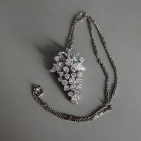 Gem Gardener, art nouveau diamond pendant, diamond cluster pendant white gold, grape diamond pendant, antique diamond pendant brooch, vintage diamond pendant white gold, antique white gold jewelry, white gold pendant singapore, diamond pendant singapore