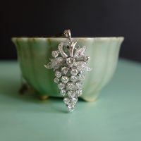 Gem Gardener, art nouveau diamond pendant, diamond cluster pendant white gold, grape diamond pendant, antique diamond pendant brooch, vintage diamond pendant white gold, antique white gold jewelry, white gold pendant singapore, diamond pendant singapore