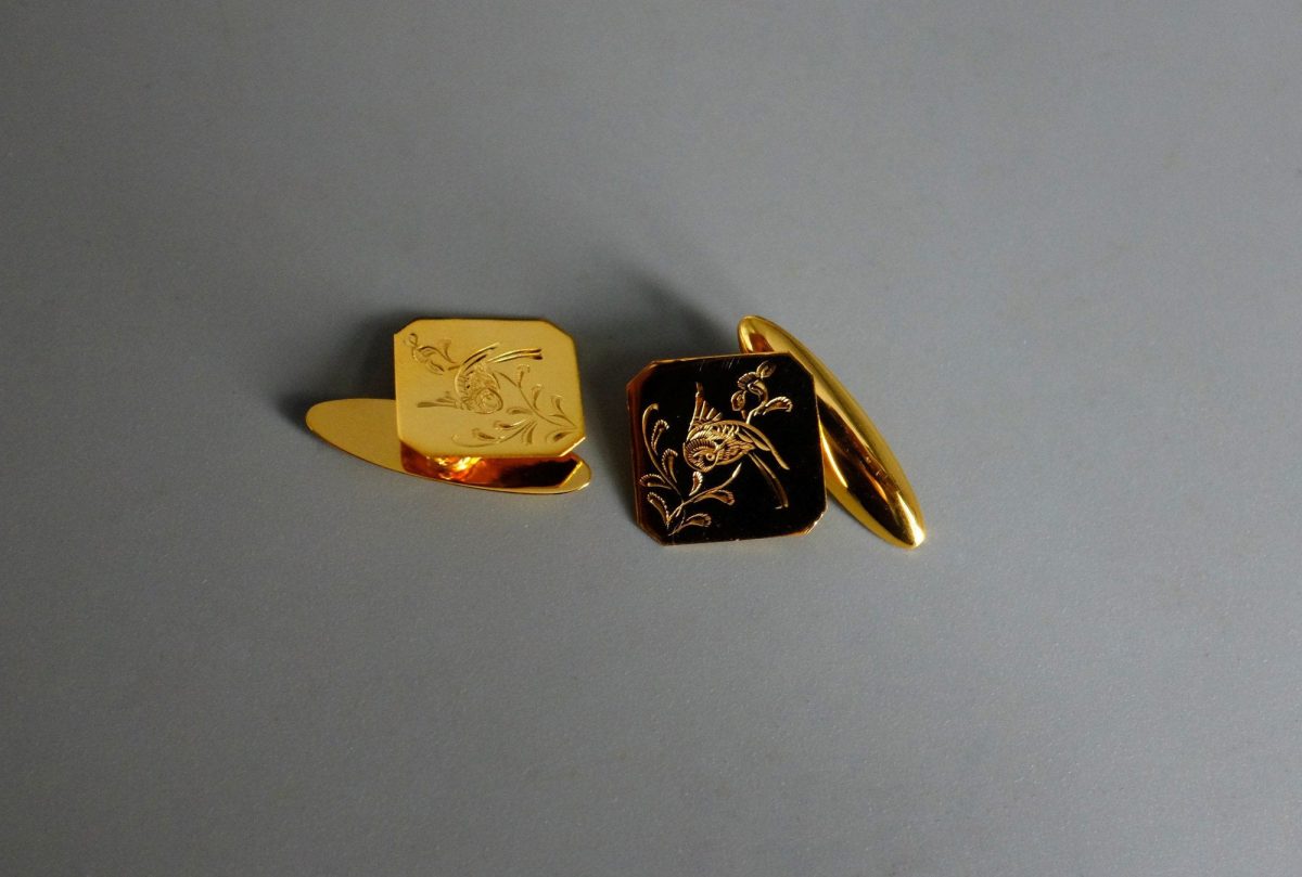 22k Antique Bird Cufflinks Chinese