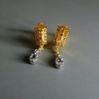 Dainty Diamond Hoop Drop Earrings 20k Chinese Vintage