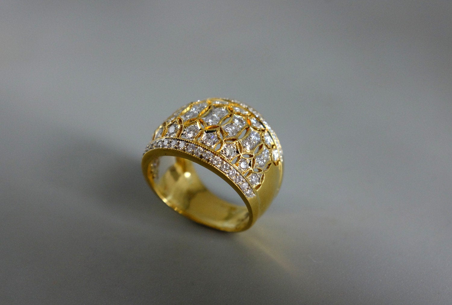 Gem Gardener, ladies gold cigar band ring, diamond cigar band ring, gold cigar band ring with diamonds, cut out diamond ring, diamond rings singapore