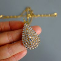 Tear Drop Diamond Pendant Antique 18k Chinese