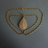 Tear Drop Diamond Pendant Antique 18k Chinese
