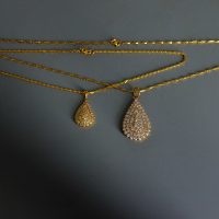 Tear Drop Diamond Pendant Antique 18k Chinese