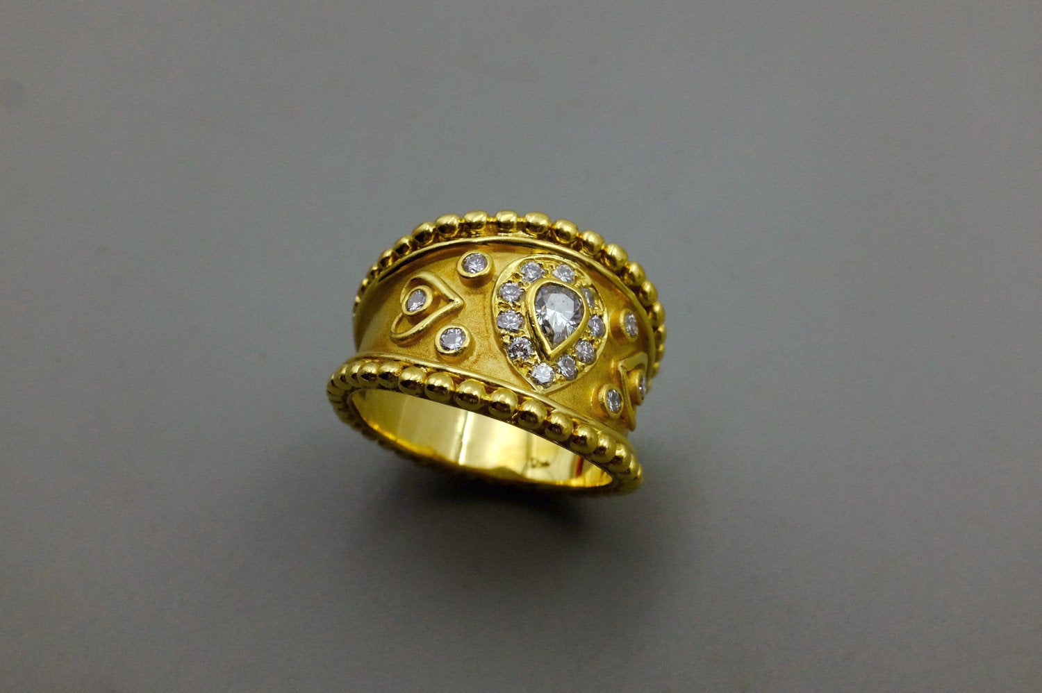 Gem Gardener, vintage cigar band ring, diamond cigar band ring, women's cigar band rings, wide cigar band ring gold, diamond rings singapore