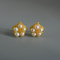 Antique Pearl Huggie Earring Studs 20k Chinese