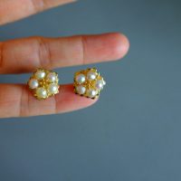 Antique Pearl Huggie Earring Studs 20k Chinese