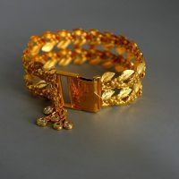 Gem Gardener, gold leaf bracelet, vintage solid gold bracelet, wide gold bracelet, peranakan gold bracelet, art nouveau gold bracelet, antique asian gold jewelry, antique chinese gold jewelry, vintage chinese gold jewelry