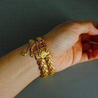 Gem Gardener, gold leaf bracelet, vintage solid gold bracelet, wide gold bracelet, peranakan gold bracelet, art nouveau gold bracelet, antique asian gold jewelry, antique chinese gold jewelry, vintage chinese gold jewelry