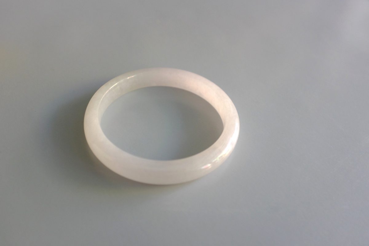 53mm Icy Rice White Jade Bangle Vintage