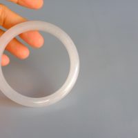 53mm Icy Rice White Jade Bangle Vintage