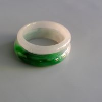 53mm Icy Rice White Jade Bangle Vintage