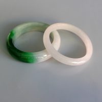 53mm Icy Rice White Jade Bangle Vintage