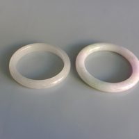 53mm Icy Rice White Jade Bangle Vintage