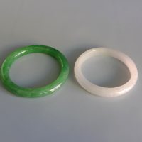 53mm Icy Rice White Jade Bangle Vintage