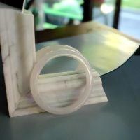 53mm Icy Rice White Jade Bangle Vintage