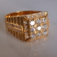 Vintage Men's Brutalist Diamond Ring 20k