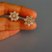 Antique Flower Diamond Earrings 20k Chinese