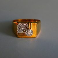 Art Deco Men's Signet Diamond Ring 20k Vintage