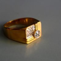 Art Deco Men's Signet Diamond Ring 20k Vintage
