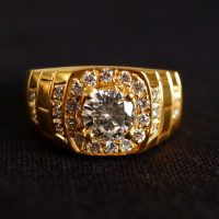 Vintage Men's Signet Pinky Diamond Ring 20k