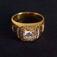 Vintage Men's Signet Pinky Diamond Ring 20k