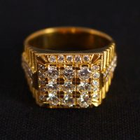 Vintage Men's Brutalist Diamond Ring 20k